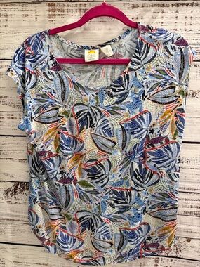C&C California Multicolor Leaf-Print Tank Top in Blue, Orange & Green
